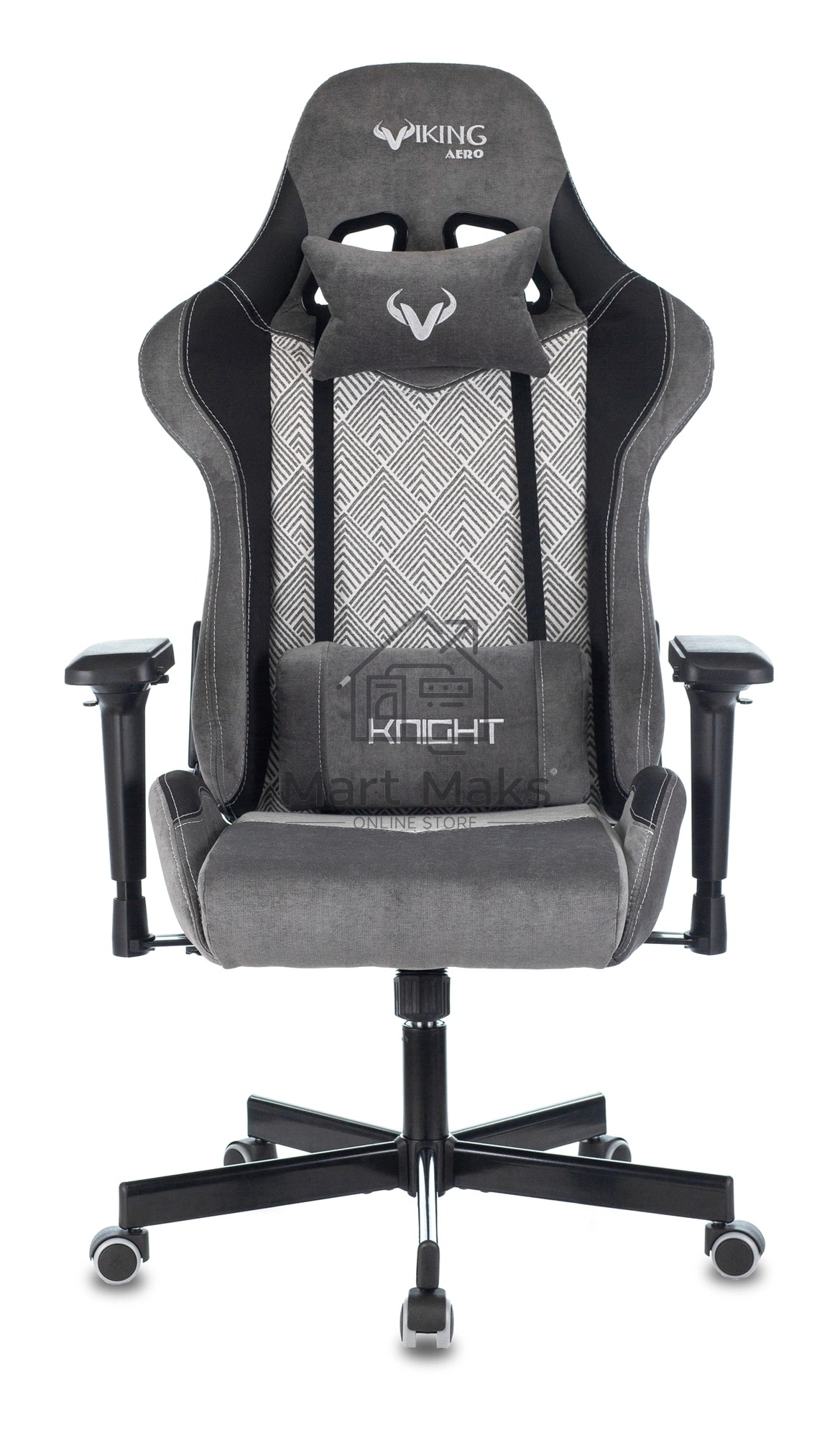 Кресло игровое Zombie VIKING 7 KNIGHT Fabric серый Loft ромбик текстиль/эко.кожа с подголов. крестовина металл