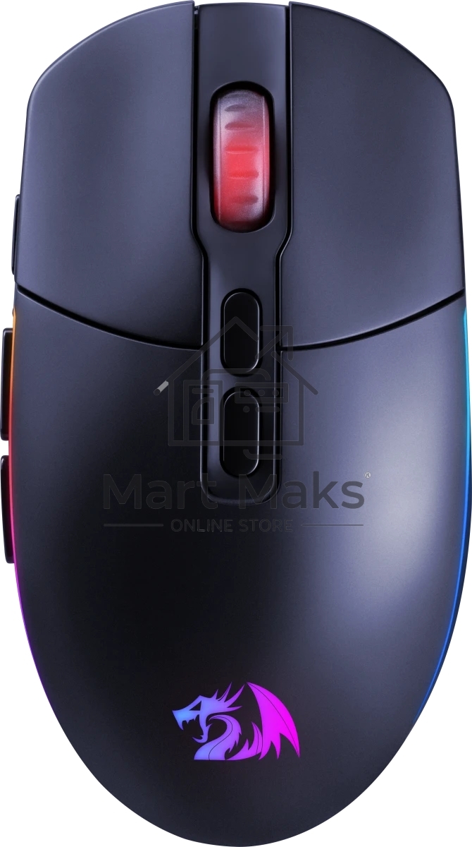 Мышь беспроводная REDRAGON 2.4G/проводная игровая 7+кн.колесо 10000dpi RGb черный Invader Pro