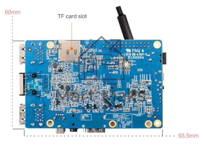 Микрокомпьютер Orange PI 3 2Gb + 8Gb EMMC, Android 7, с кабелем питания. (44286)