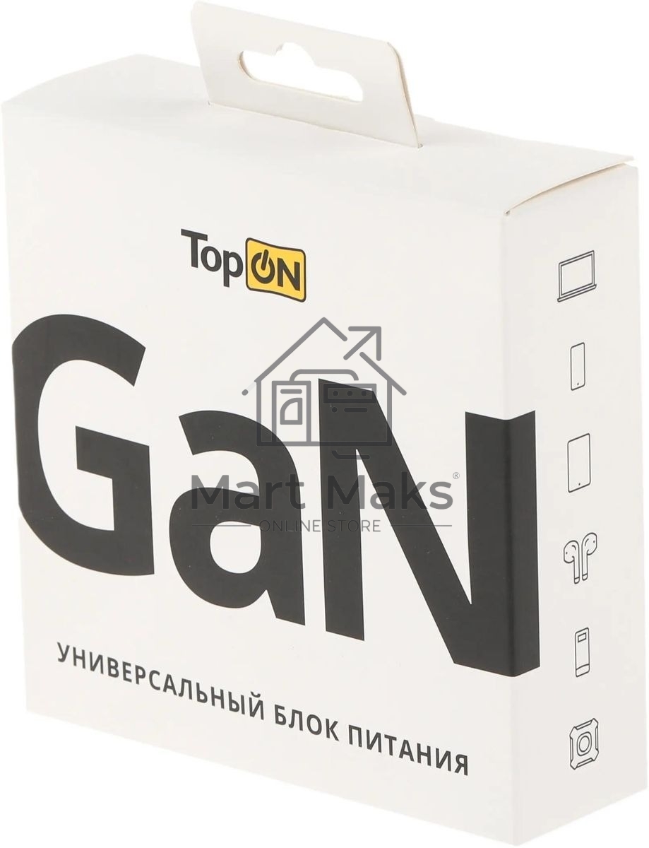 Блок питания TopON TOP-GaN-65W автоматический 65W 5V-20V 3.25A 2xUSB от бытовой электросети LED индикатор