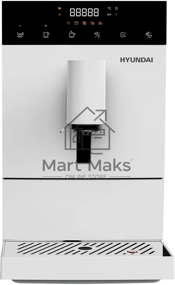 Кофемашина Hyundai HAM-4400 белый/черный, исп. кофе - зерновой, 1.1 л, 1350 Вт, 20 Бар
