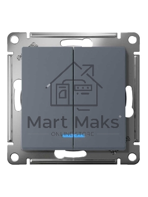 Механизм выключателя 2-кл. СП AtlasDesign 10А IP20 (сх. 5а) 10AX с подсветкой грифель