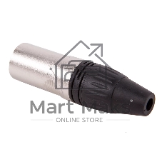 Разъем аудио FORCE CFA-023XLR (M), материал контактных частей медь с серебряным покрытием, покрытие корпуса никель, цвет матовый серебристый/черный