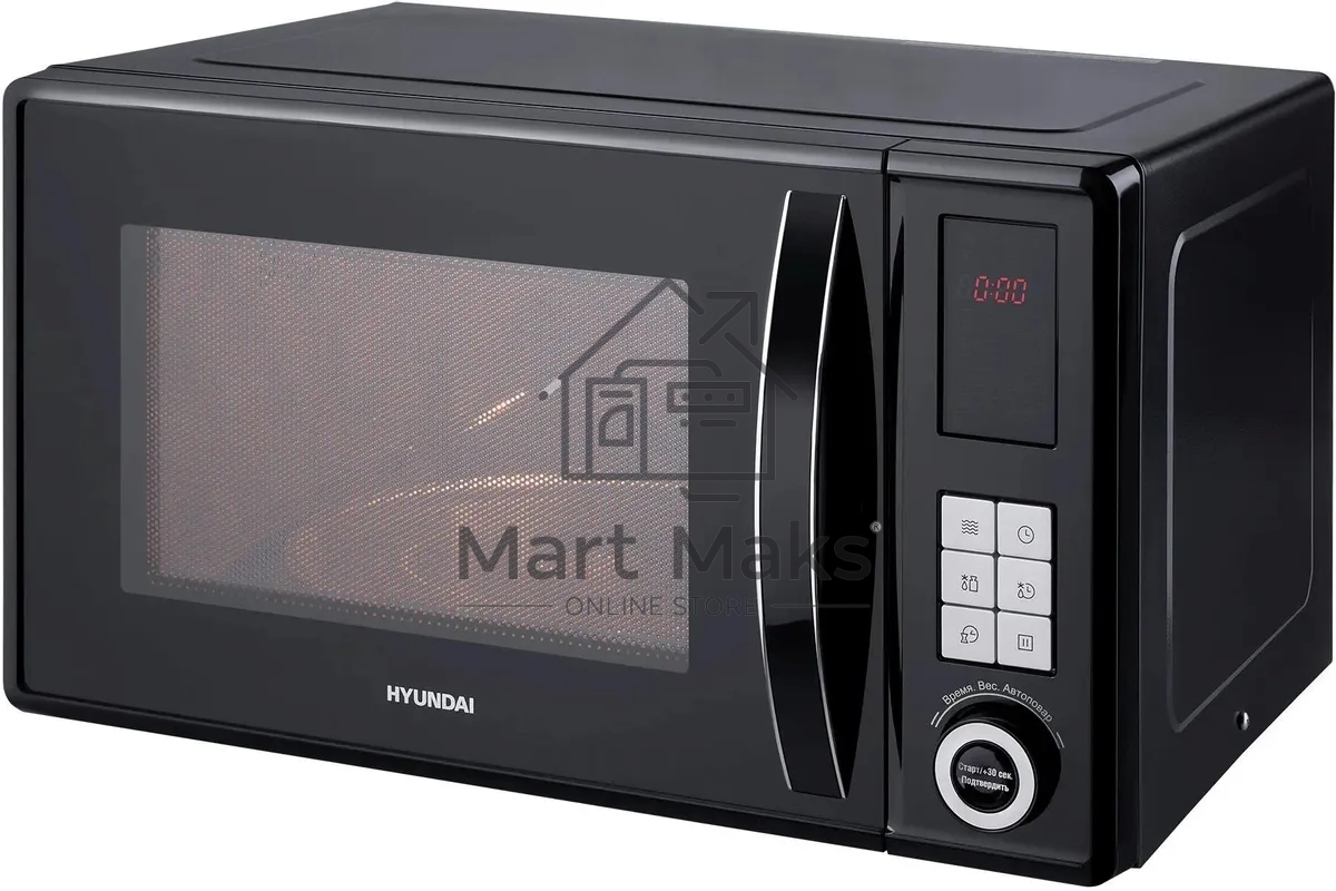 Микроволновая печь Hyundai HYM-D3010 черный, 23 л, 800 Вт, переключатели - кнопки, поворотный механизм