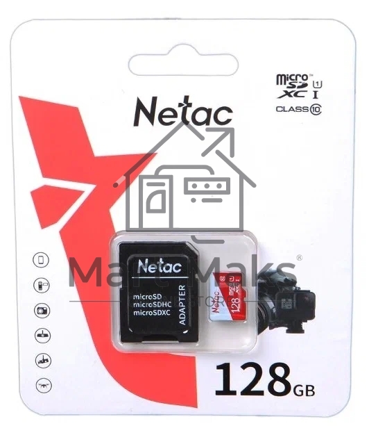 Карта памяти Netac P500 ECO 128GB MicroSDXC U1/C10 up to 80MB/s, retail pack with SD Adapter