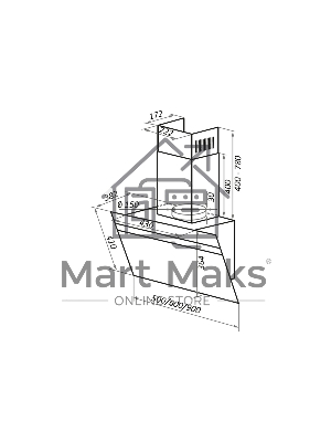 Вытяжка наклонная Maunfeld Medway 60 черная, 60 см, 1000 куб. м/ч, 54 дБ