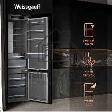 Холодильник Weissgauff WRK 2000 Total NoFrost Inverter нержавеющая сталь двухкамерный 240/95л морозилка снизу