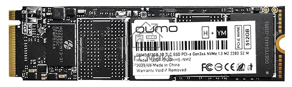 Накопитель SSD QUMO Novation, 512GB, PCIe 3.0 x4, M.2 2280, NVMe, R/W 3100/2000