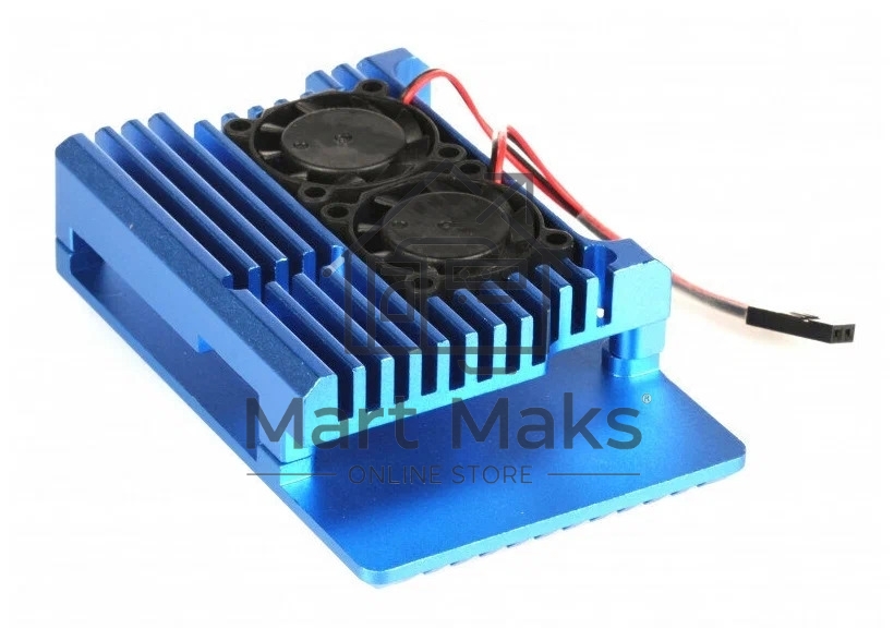 Корпус Qumo Aluminum case with double black fans, Raspberry Pi 4, blue(RS008)