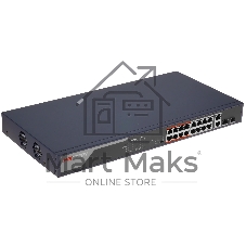 Коммутатор Hikvision DS-3E0318P-E(B), 16×1 Гбит/с PoE + 2×1 Гбит/с, неуправляемый