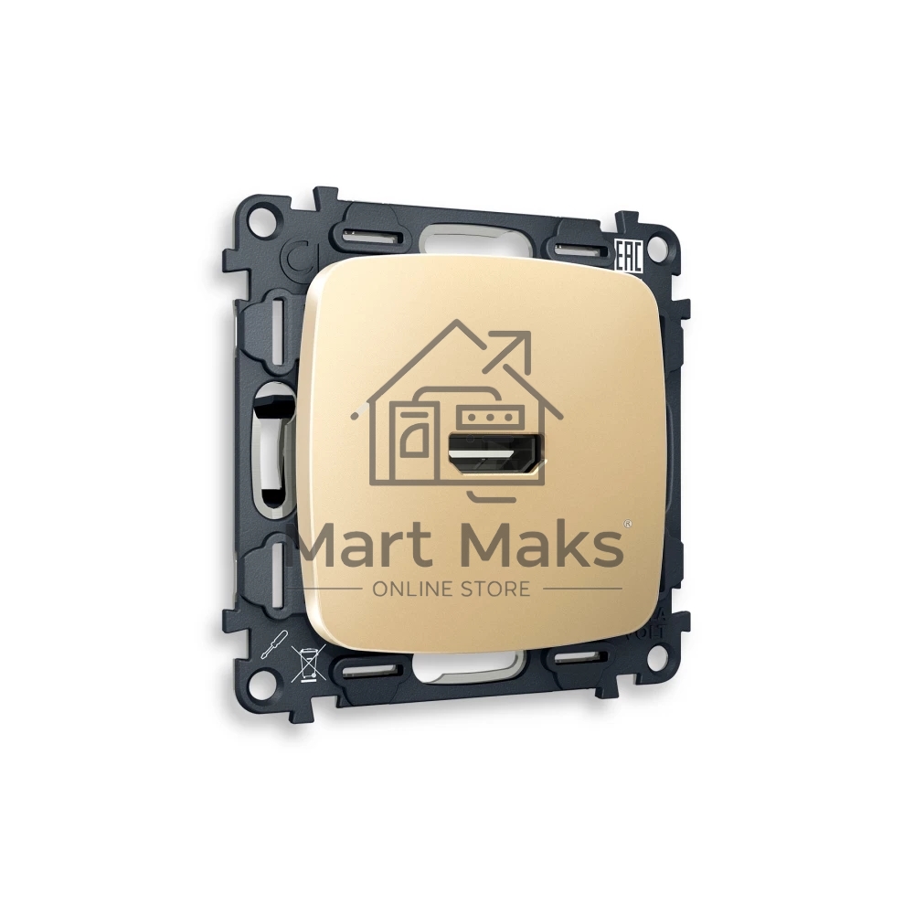 Комплект механизма розетки HDMI 2.0 OMEGA Шампань 40V/500mA 2.0GHz 5-18Gbit/s QUANT (OP6140, VM222) MO614010