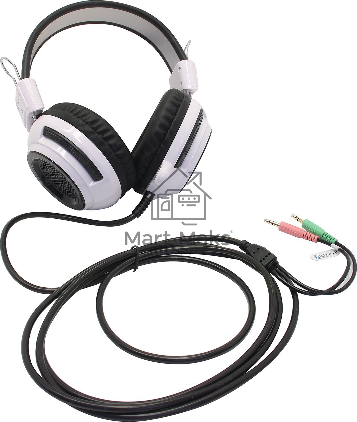 Наушники с микрофоном Oklick HS-G300 белый/черный 2.5м мониторы