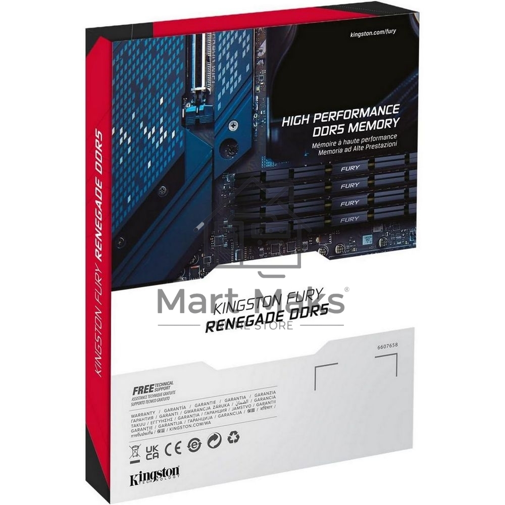 Оперативная память Kingston Fury Renegade, DDR5, 32GB (2x16GB), 8000MHz, CL38, DIMM, с радиаторами, серебристый/черный