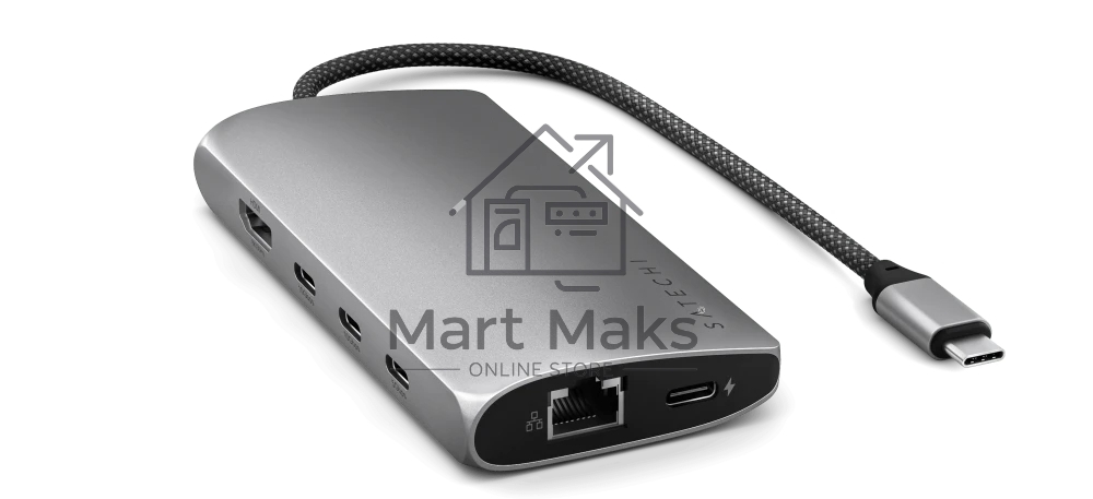USB-концентратор Satechi USB-C Multiport Adapter 8K With Ethernet V3 (5xUSB Type-C, HDMI, RJ-45, SD), Серый космос Док-станция ST-P8KEM