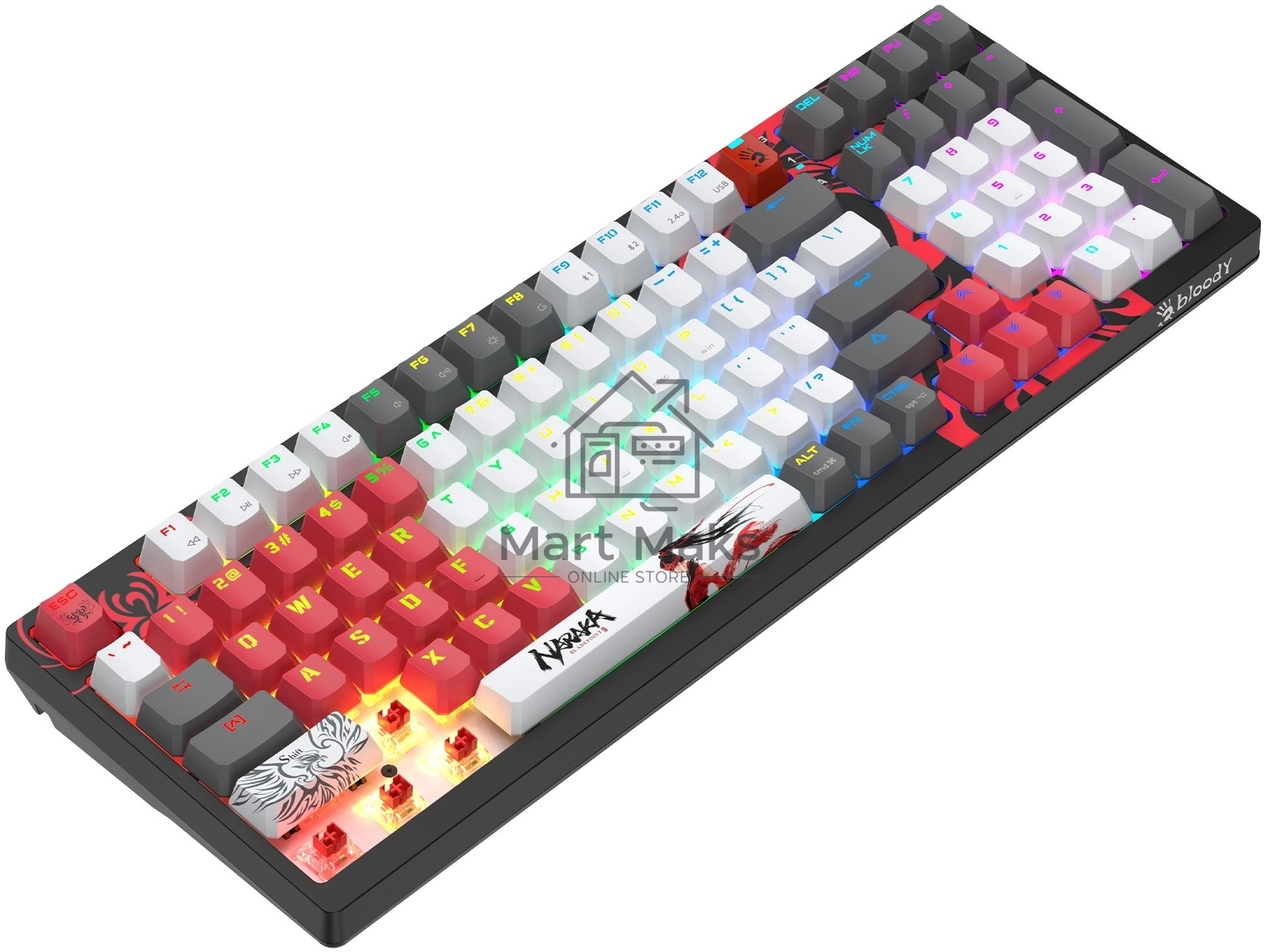 Клавиатура A4Tech Bloody WS98 Naraka механическая беспроводная USB черный/красный (WS98)