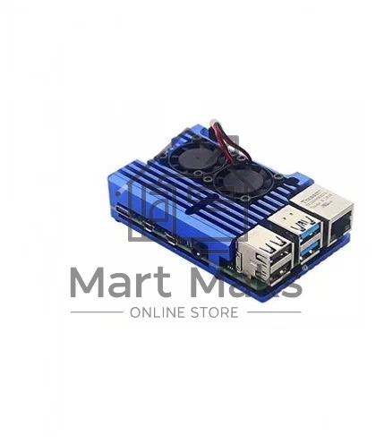 Корпус Qumo Aluminum case with double black fans, Raspberry Pi 4, blue(RS008)