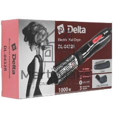 Фен-щётка DELTA DL-0432R черный/розовый, 1000 Вт