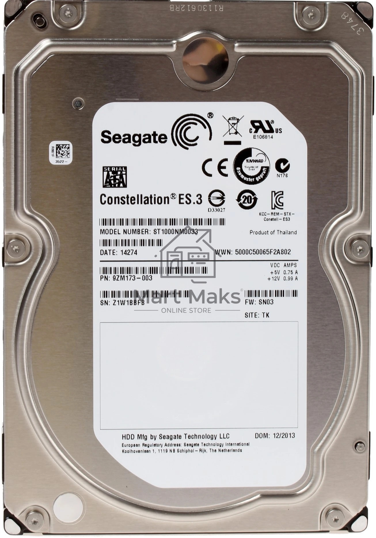 Жесткий диск HDD Seagate Constellation ES.3 1Tb 7200rpm SATA 128Mb 3.5