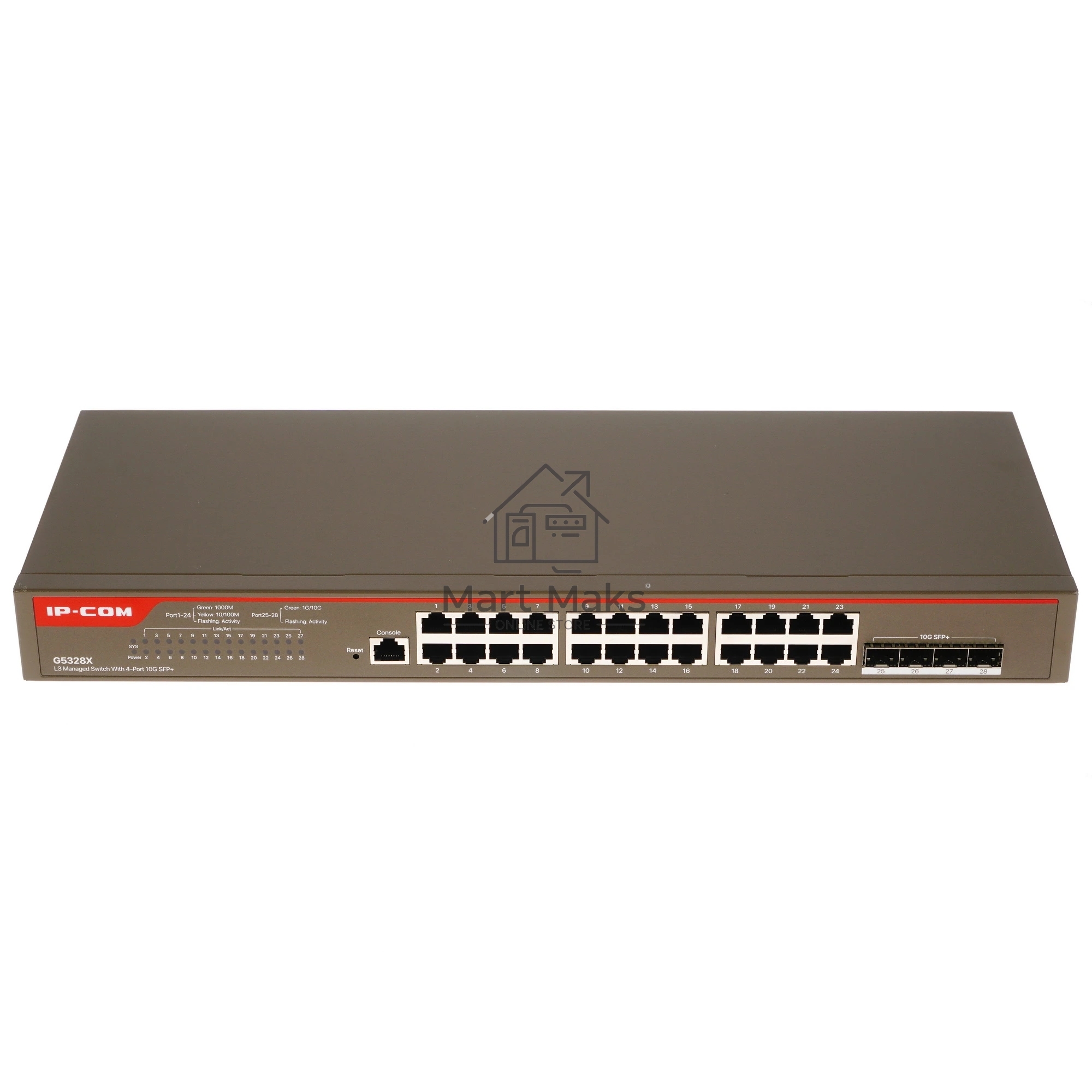 Коммутатор управляемый в стойку, 24*1Gbit RJ45, 4*SFP 10Gbit, console port IP-COM G5328X