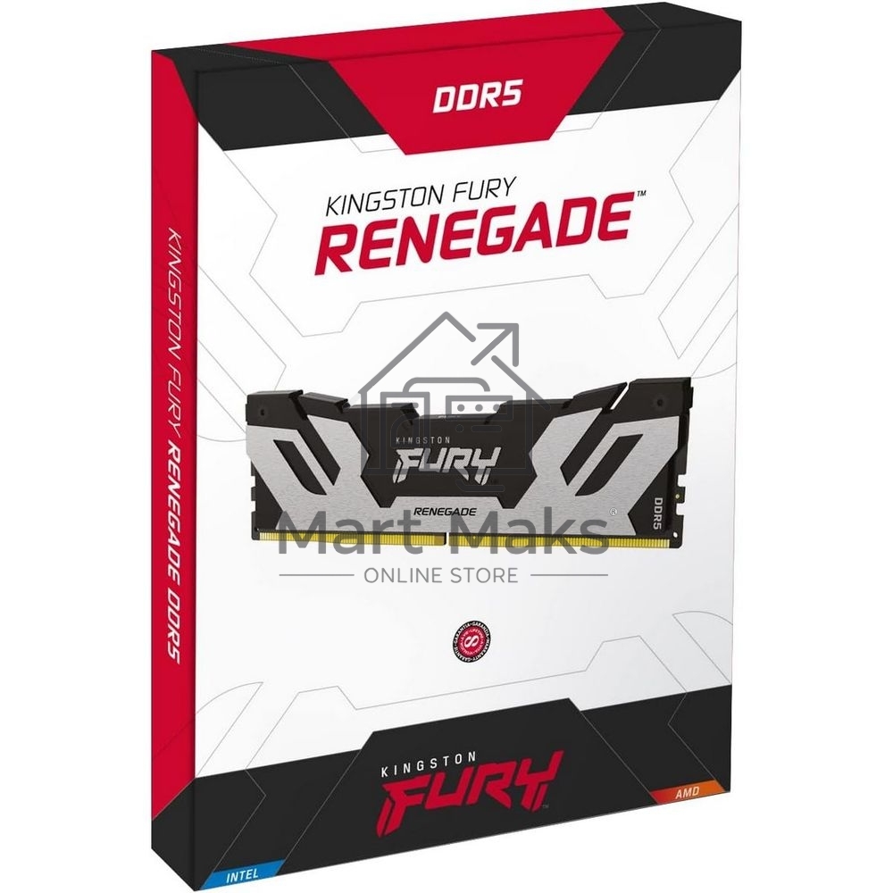 Оперативная память Kingston Fury Renegade, DDR5, 32GB (2x16GB), 8000MHz, CL38, DIMM, с радиаторами, серебристый/черный
