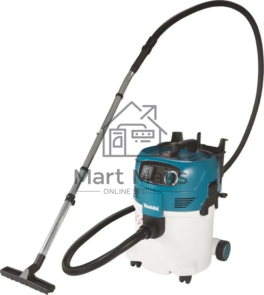 Строительный пылесос Makita VC3012L синий, 1200 Вт, уборка сухая/влажная, пылесборник мешок/контейнер, 30 л