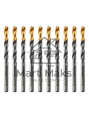 Сверло по металлу Denzel 6 мм, HSS-Tin, Golden Tip, 10 шт.