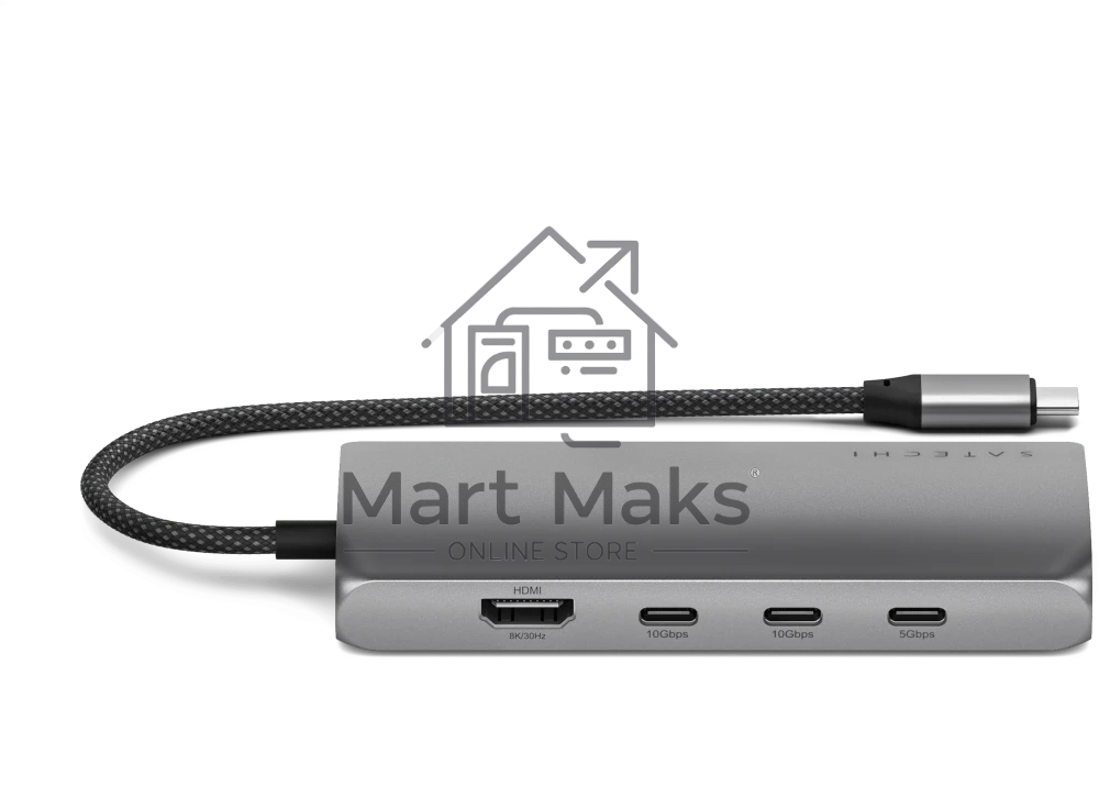 USB-концентратор Satechi USB-C Multiport Adapter 8K With Ethernet V3 (5xUSB Type-C, HDMI, RJ-45, SD), Серый космос Док-станция ST-P8KEM