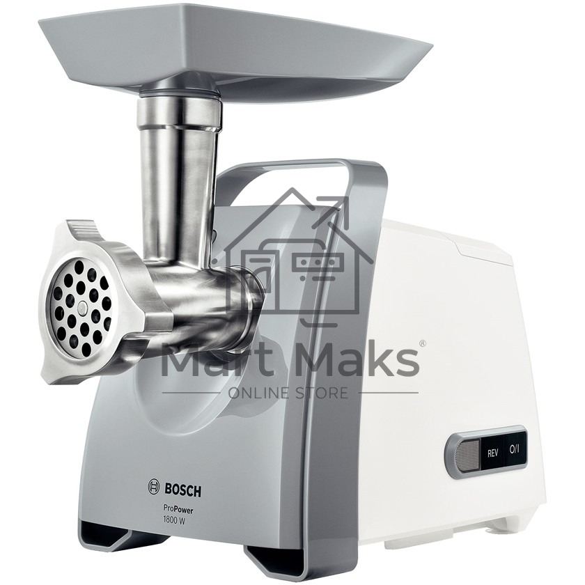 Мясорубка электрическая Bosch MFW 66020 белый/серый, 1800 Вт, 3.0 кг/мин, насадки - 5