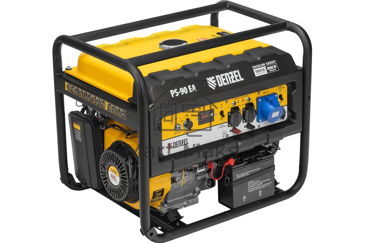 Электрогенератор бензиновый Denzel PS 90 EA, 9 кВт, 85 дБ, 92 кг