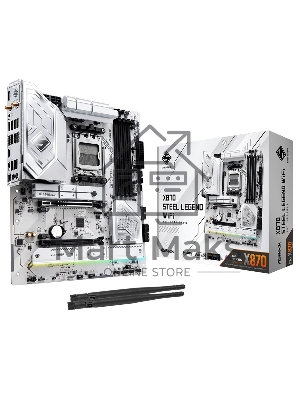 Материнская плата ASRock X870 STEEL LEGEND WIFI, AM5, AMD X870, 4xDDR5, 4xSATA, 3xM.2, 1xPCIe 5.0 x16, 1xPCIe 5.0 x4, 1xHDMI, 1x2.5Gb LAN, Wi-Fi 7, Bluetooth 5.4, 2xUSB-C 40Gbps, 2xUSB-A 10Gbps, 3xUSB-A 5Gbps, 4xUSB-A 2.0, 1xTOSLINK, 2x3.5 мм, 7.1, ATX