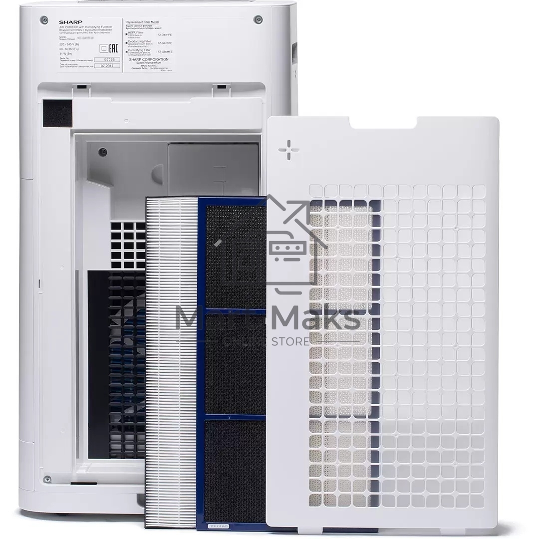 Климатический комплекс Sharp KC-G61RW белый, 50 м², 3 л, HEPA-фильтр, ионизация Plasmacluster, гигростат