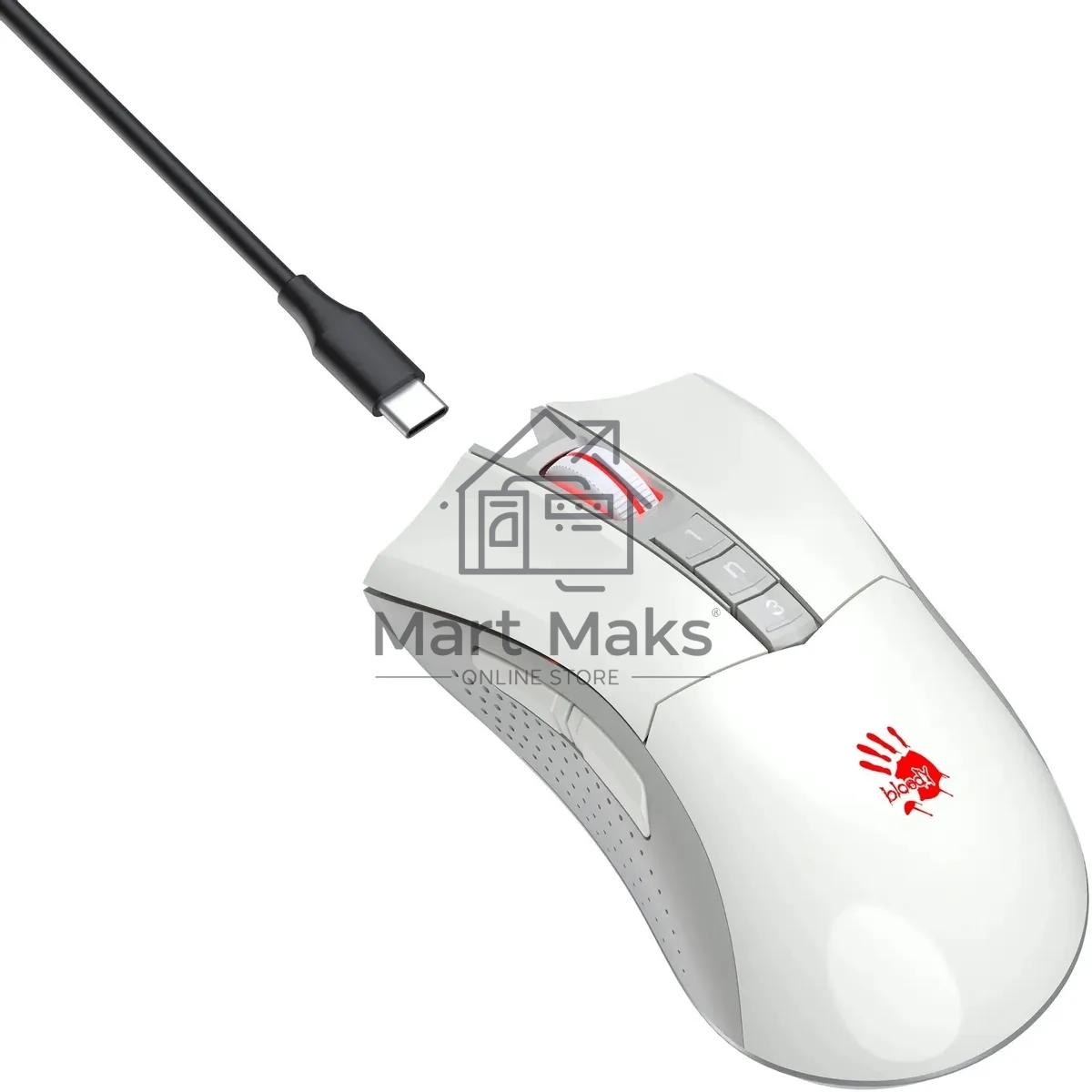 Мышь беспроводная A4Tech Bloody R90 Plus белый, 5000 dpi, радиоканал, USB, кнопки - 8