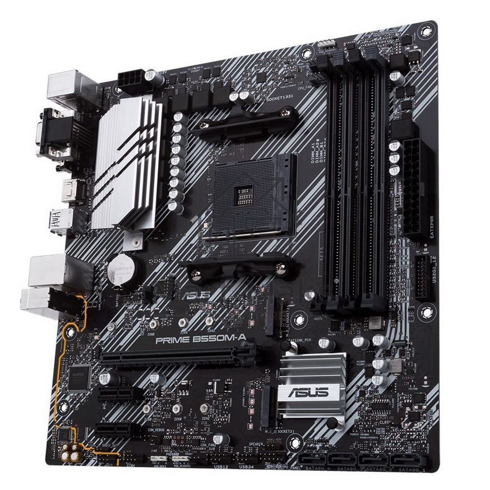 Материнская плата ASUS PRIME B550M-A, AM4, AMD B550, 4xDDR4, 4xSATA, 2xM.2, 1xPCIe 4.0 x16, 2xPCIe x1, 1xDVI-D, 1xHDMI, 1xVGA, 1x 1Gb LAN, 2xUSB 3.2 Gen 1, 2xUSB 2.0, 3x3.5 мм, 7.1, mATX