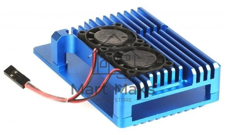 Корпус Qumo Aluminum case with double black fans, Raspberry Pi 4, blue(RS008)