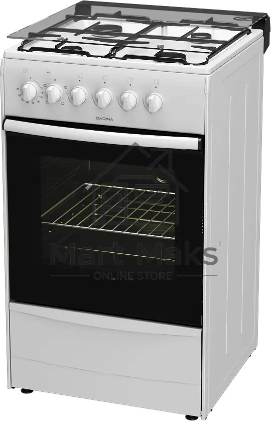 Плита комбинированная Darina 1B KM 441 301 W белый/черный, конфорок 4 шт, духовка 50 л, 50 см x 85 см x 53 см