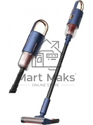 Пылесос вертикальный Deerma VC20 Pro синий, питание от аккумулятора, 220 Вт, уборка влажная и сухая, пылесборник 0.6 л, работа от АКБ max 50 мин