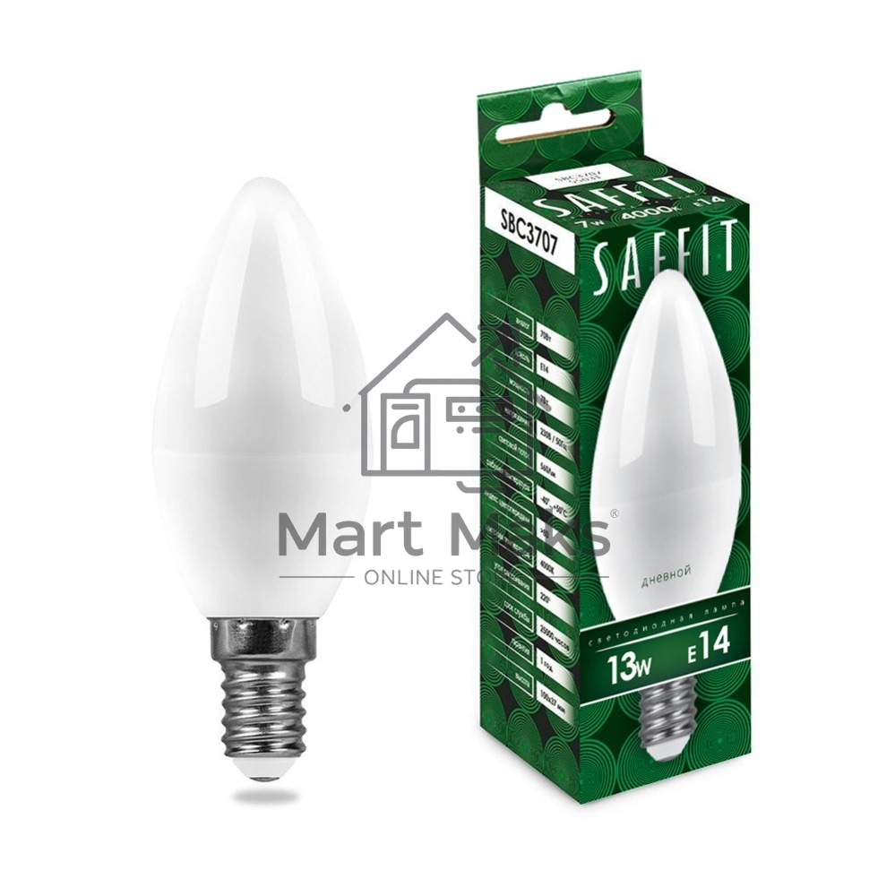 Лампа светодиодная SAFFIT SBC3713 LED 13вт Е14 дневной матовая свеча