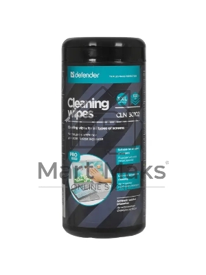 Чистящие салфетки Defender для экранов TV, ЖК-мониторов, дисплеев ноутбуков/ нетканый материал/ туба/ 100 шт/ Германия