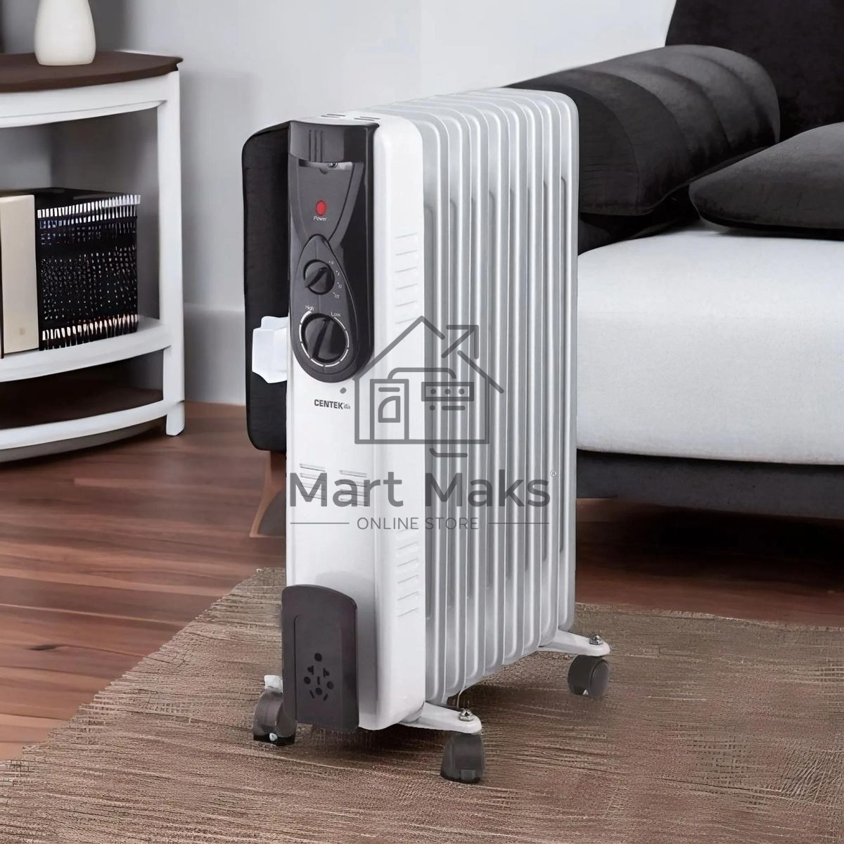 Масляный обогреватель Centek CT-6201 (9 секций) белый, 2000 Вт, 20 м2, термостат