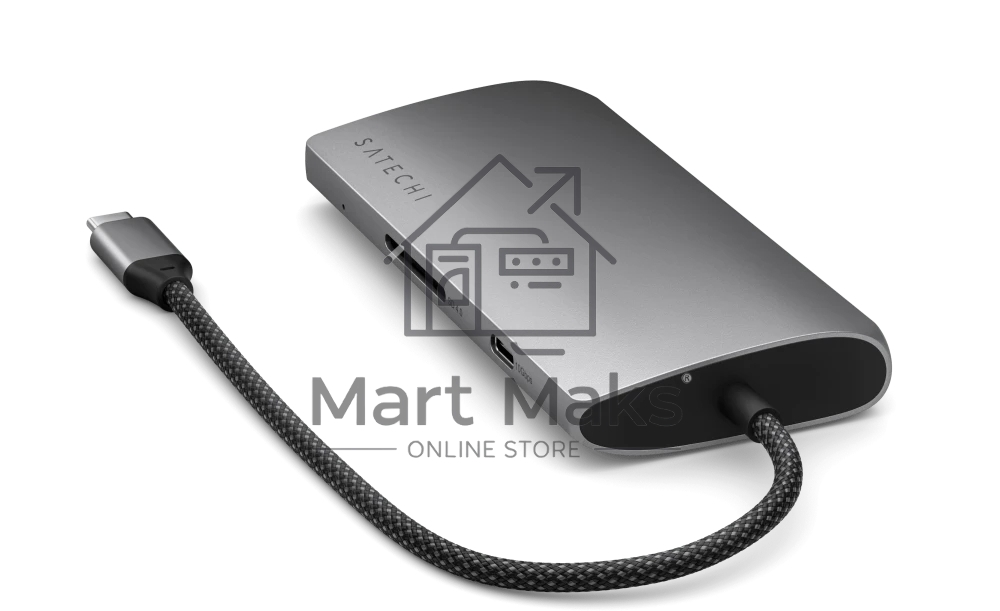 USB-концентратор Satechi USB-C Multiport Adapter 8K With Ethernet V3 (5xUSB Type-C, HDMI, RJ-45, SD), Серый космос Док-станция ST-P8KEM