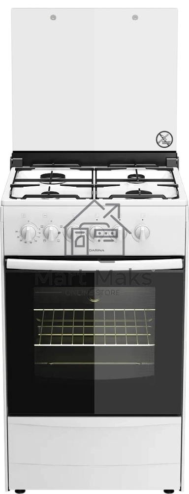 Плита комбинированная Darina 1B KM 441 301 W белый/черный, конфорок 4 шт, духовка 50 л, 50 см x 85 см x 53 см