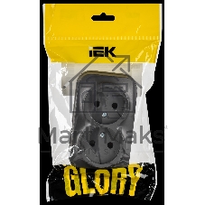GLORY Розетка 2-местная для открытой установки без заземления без защитных шторок 10А РС22-2-ХСм сталь матовый