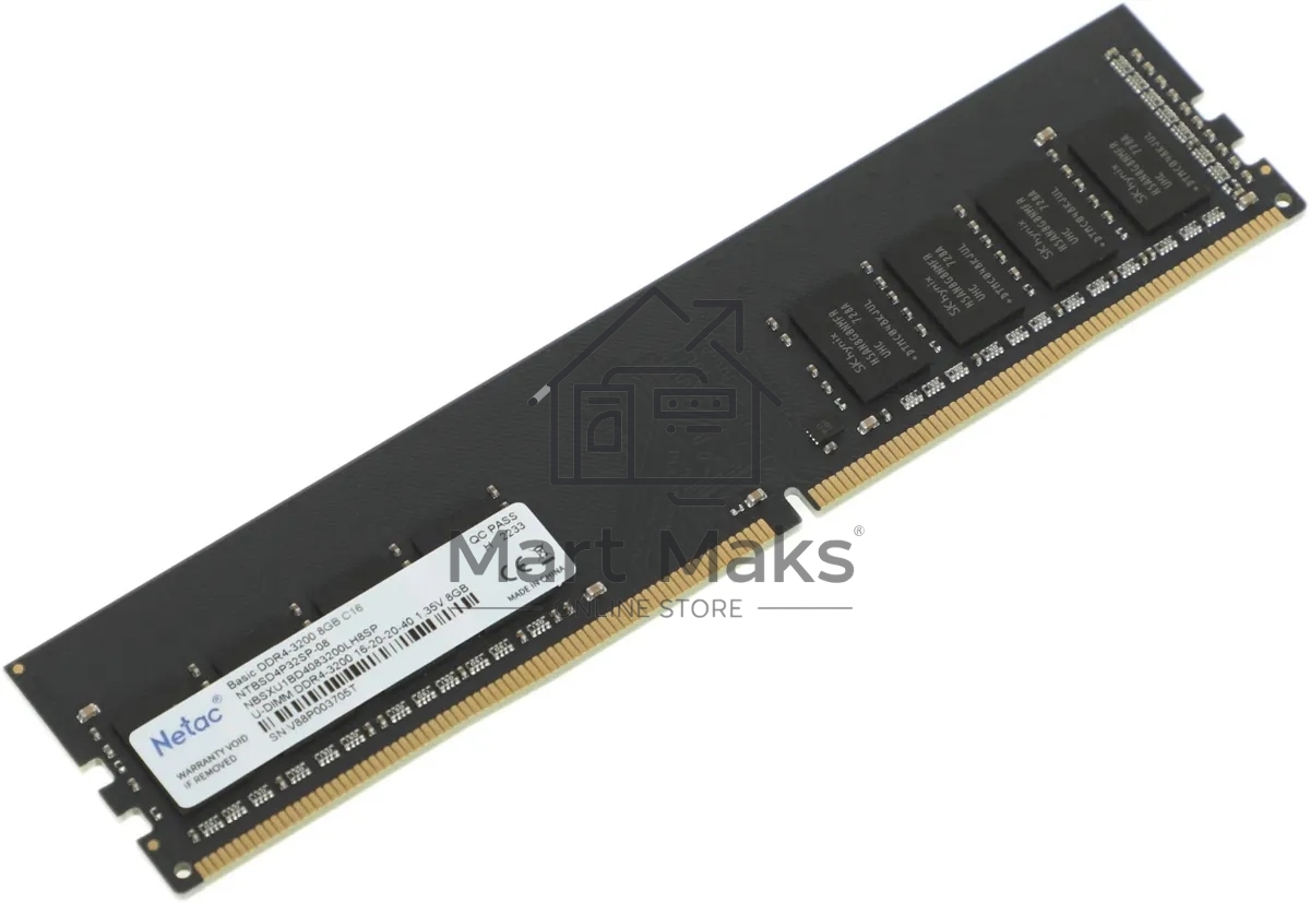 Оперативная память NETAC Basic, DDR4, 8GB (1x8GB), 3200MHz, CL22, DIMM