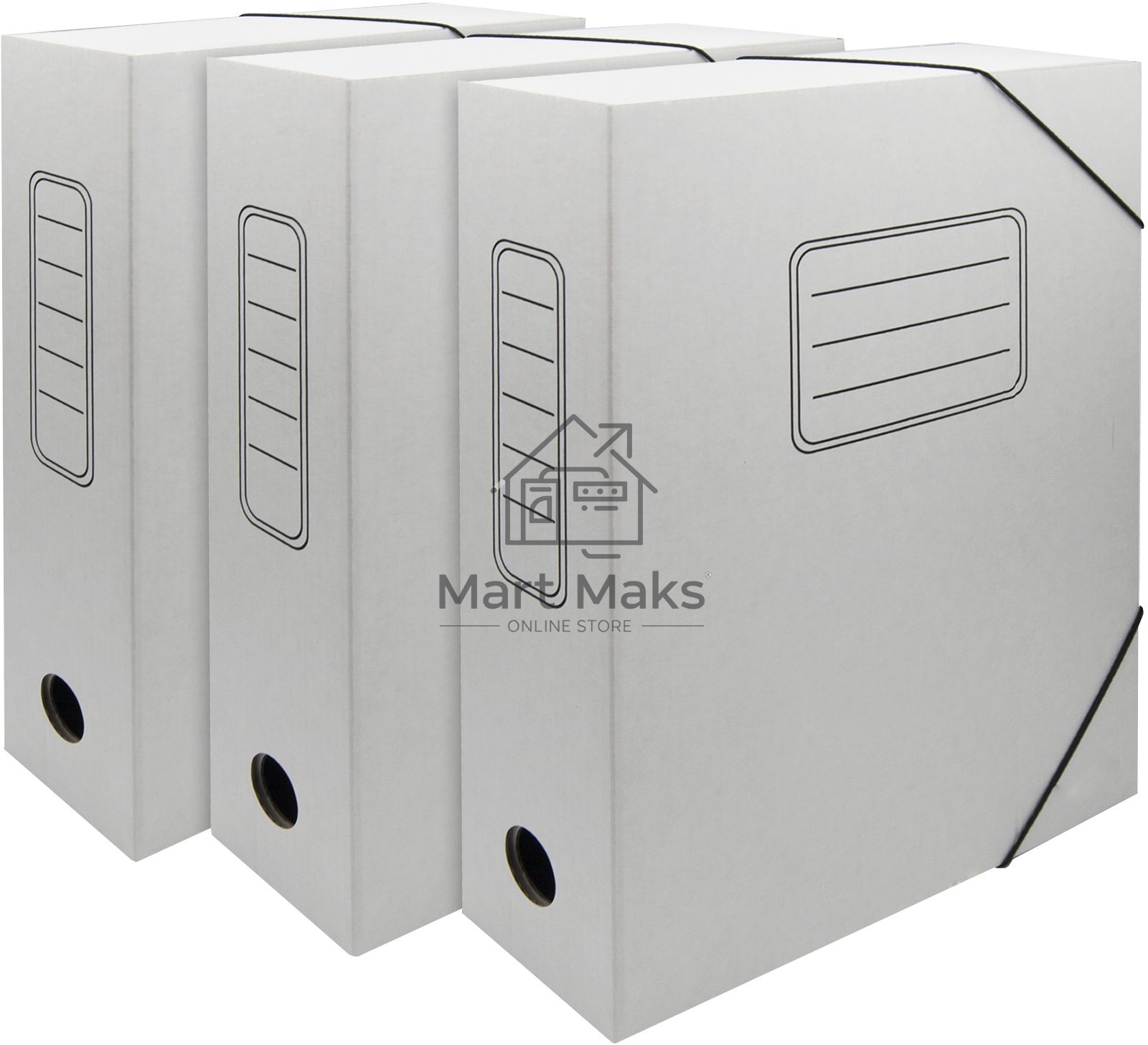 Папка архивная на резинке Silwerhof 1914776 микрогофрокартон корешок 75мм, белый (упаковка: 3шт)