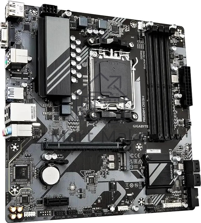 Материнская плата Gigabyte A620M DS3H, Micro-ATX, AM5, AMD A620, 4xDDR5, 4xSATA, 1xM.2, 1xPCI-E 4.0 x16, 1xPCI-E x1, 1xHDMI, 1xDP, 1xVGA, 1x 1Gb LAN, 1xUSB 3.2 Gen 1, 4xUSB 2.0, 3x3.5mm, 7.1, ATX