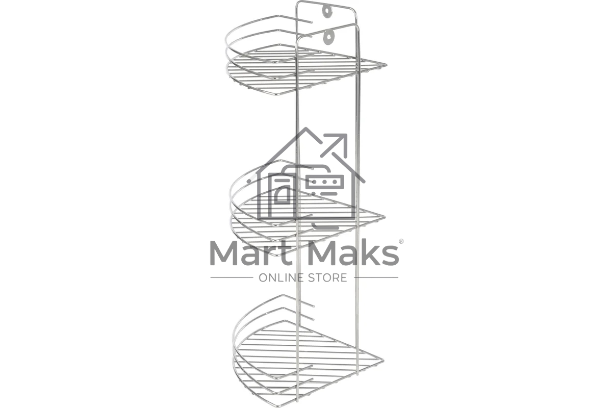 Полка угловая трехъярусная РЫЖИЙ КОТ Vento 19*19*41 см хром (310847)