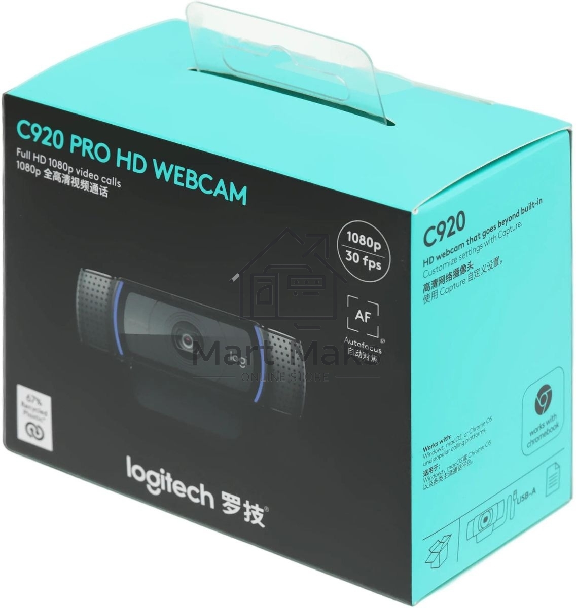 Веб-камера Logitech C920 HD Pro Webcam (Full HD 1080p/30fps, автофокус, угол обзора 78°, стереомикрофон, кабель 1.5м)