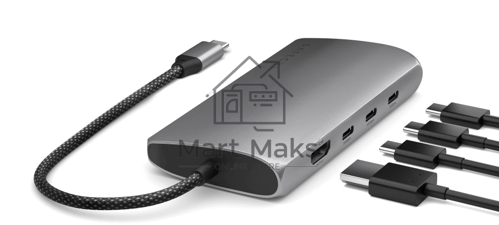 USB-концентратор Satechi USB-C Multiport Adapter 8K With Ethernet V3 (5xUSB Type-C, HDMI, RJ-45, SD), Серый космос Док-станция ST-P8KEM
