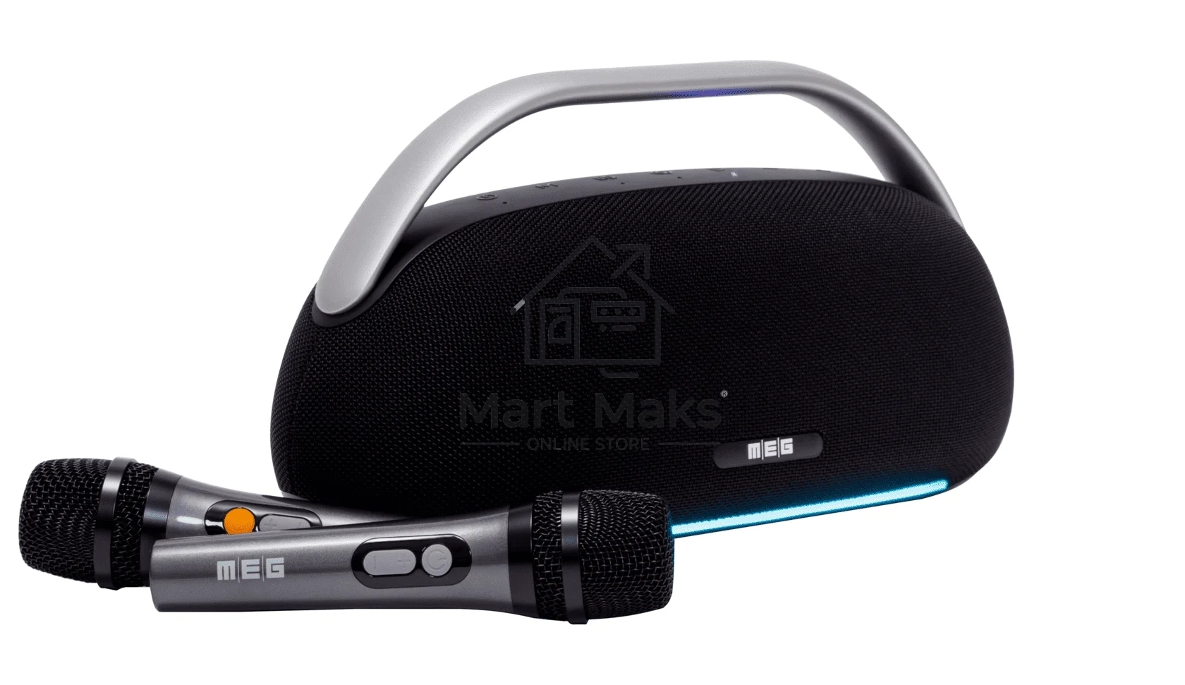 Портативная колонка MEG SSA062BL, 60Вт, Bluetooth 5.3, караоке, сабвуфер, время работы 16ч, черная