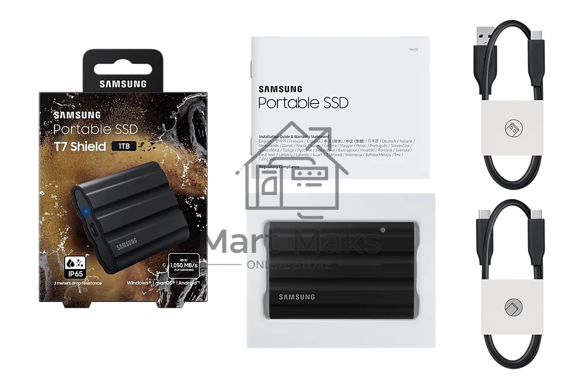 Твердотельный диск 1TB Samsung T7 Shield MU-PE1T0S/WW, V-NAND, USB 3.2 Gen 2 Type-C R/W - 1000/1050 MB/s /EU